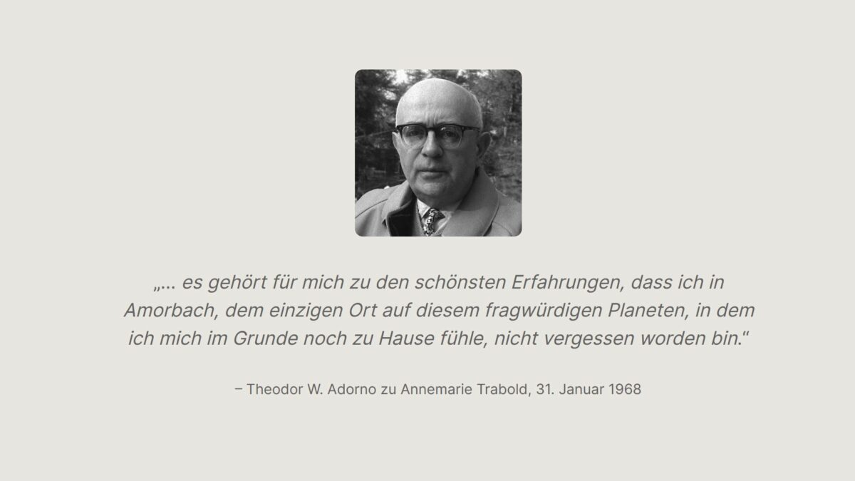 Adornos Amorbach – Stationen